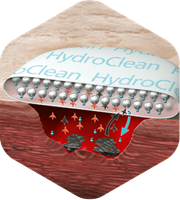 Ilustration showing the absorption capacities of HydroClean® plus.